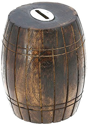 rjd_traders money bank drum shape Coin Bank(Brown)