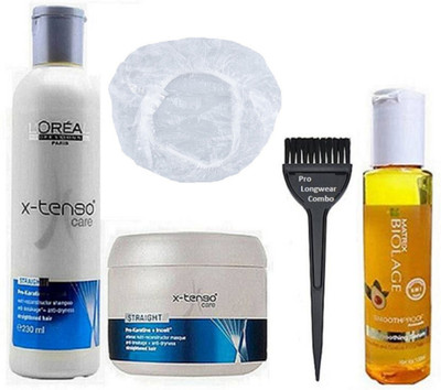 

Pro longwear combo Hair Brush, Shower Cap L'oreal X-Tenso Care Hair Shampoo & Masque , Matrix biolage Hair Serum(Set of 5)