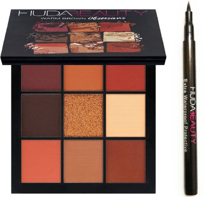

Huda Beauty Liquid Mattee NEW EYE MAKE UP PACK WITH 9 MULTI COLOR WARM BROWN EYE SHADOW PACK WITH ULTRA FINE WATER PROOF EYE LINER PACK(Set of 2)