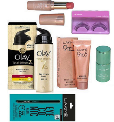 

Ultimate Eyelashes, Olay Total Effects 7 in 1 Day Cream 20gm, 9 to 5 Matte Lipstick, Weightless Foundation, Mirrr Nail Polish With Eyeconic Kajal Black (Set of 6)(Set of 6)