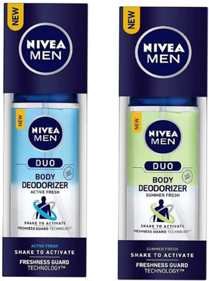 Nivea Men Duo Active Fresh and Summer Fresh Body Deodorizer 100ml+100ml, pack of 2 Deodorant Spray - For Men(200 ml, Pack of 2)