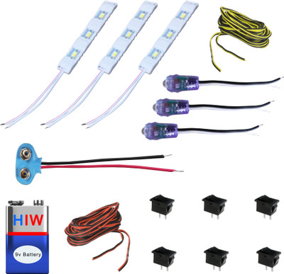 Kit4Curious Home light system - 6 Light Project complete kit with LED lights, wire, battery, switch and connection diagram Educational Electronic Hobby Kit
