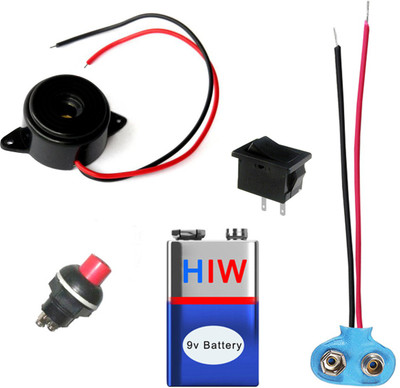 

KIt4Curious Sound Buzzer 9v battery connector switch push switch complete kit with instruction manual Educational Electronic Hobby Kit
