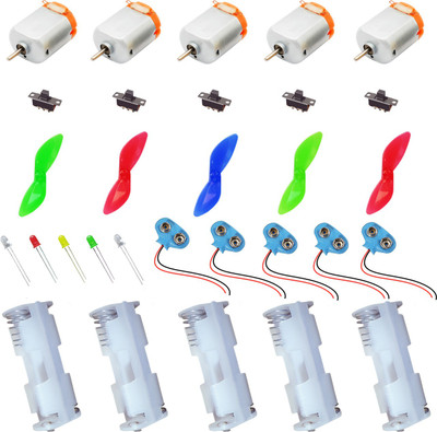 

Kit4Curious 3-9v DC toy hobby motor switch fan LED 9v connector Cell Holder with instruction manual Educational Electronic Hobby Kit