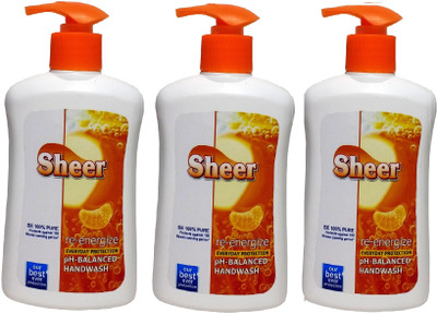 

sheer Hand wash Orange (Pack of 3 ,200ml each)(200 ml, Pump Dispenser, Pack of 3)