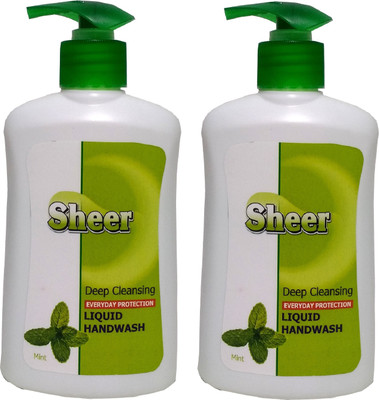 

sheer Hand wash Mint (Pack of 2 ,200ml each)(200 ml, Pump Dispenser, Pack of 2)