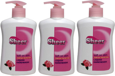 

sheer Hand wash Rose (Pack of 3 ,200ml each)(200 ml, Pump Dispenser, Pack of 3)