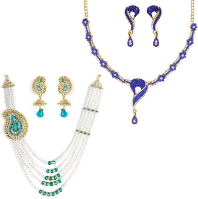 Styylo Jewels Alloy Gold-plated Blue, White Jewellery Set(Pack of 1)