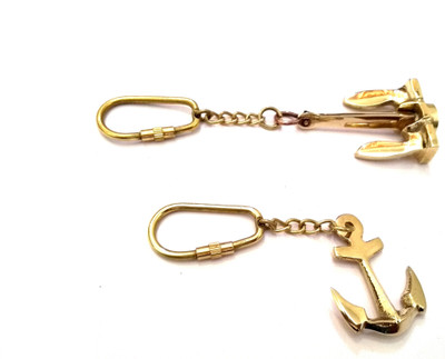 Shoptreed Nautical Solid Brass Anchor Keychain-Set of 2 Key Chain