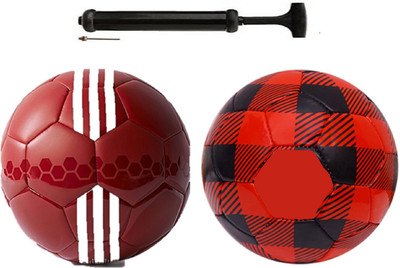

Alen CG Sea Red + Mchester Red Black Football Combo With Durable Air Pump. Football Kit