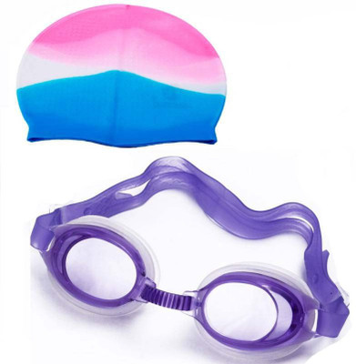 

EMM EMM 2 in 1 Kids Swimming Combo of Silicone Swim Goggles & Silicone Cap, Kids Swimming Kit