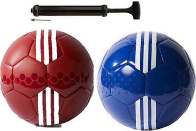 

Nice Red Sea + Sea Blu Football Combo With Durable Air Pump. Football Kit