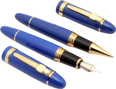 

LEDOS Set Of 2 - Jinhao 159 Luxury Blue and Gold Clip 0.5mm Iridium Nib Metal Signature Fountain & Rollerball Pen Gift Set(Pack of 2)