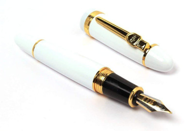 

LEDOS Luxury White and Gold 0.5mm Iridium Nib Metal Signature Fountain Pen