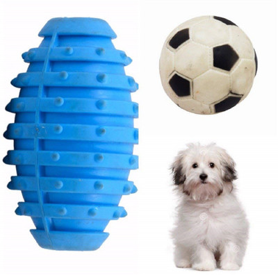 

SRI High Quality Natural Rubber Colorful Drum And Football Toy For Puppy - Small (BLUE) Rubber Chew Toy For Dog