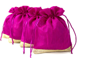 

LINE 'N' CURVES line n Curves New Rakhi Gift Collection Decorative Potli for Gifting, Storage, Wedding Gift Pack, Dry Fruit Packing, Trousseau Packing (Pack of 10 ) Potli(Pink)