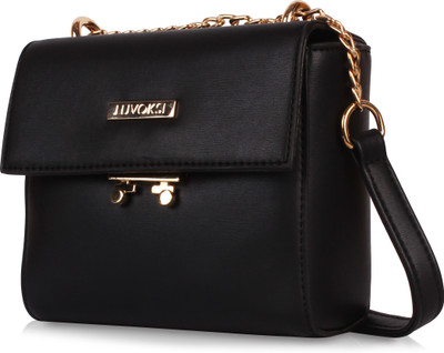 Luvoksi Women Casual Black Leatherette Sling Bag