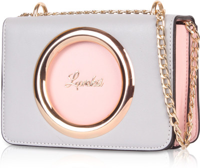 Luvoksi Women Casual Grey, Pink Leatherette Sling Bag