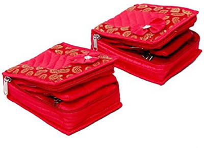 

FORE TREND Jewellery Kit / Wedding Collection Gift of 2 Pcs Set -Heavy Quilted Material, Multi purpose-Red Vanity Box(Red)