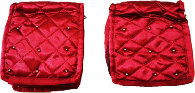 

FORE TREND Wedding Satin Jewellery Pouch 2PCS - Maroon Vanity Box(Maroon)