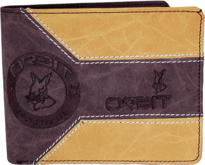 

Orbit Men Casual Brown, Yellow Genuine Leather, Fabric Wallet(7 Card Slots)