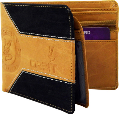 

Orbit Men Casual Yellow, Black Genuine Leather, Fabric Wallet(7 Card Slots), Rust