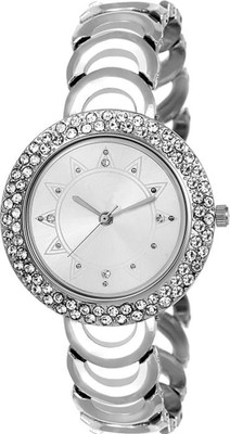 

Glamexy dial diamond look crystal studded bracelet strap beautiful Watch - For Girls
