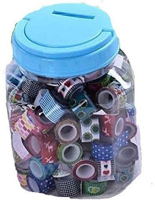 

Abaj 100 Tapes Jar of Printed Colorful Tape