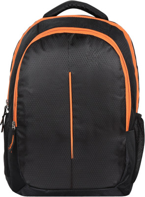 Drazo Black Orange Zipper Waterproof School Bag(Black, 20 L)