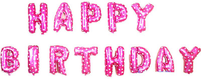

blix Happy Birthday Letters Foil Balloons, Pink ( Pack of 13 Letters)