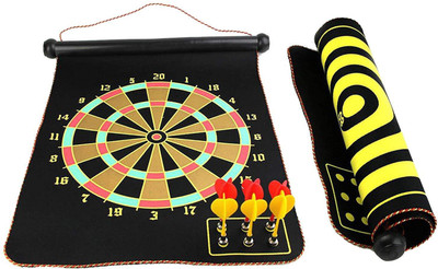 

QUINERGYS ® 15" Safety Dart Board Game Roll up Two Sided Reversible Bullseye Target Magnetic Dartboard With 6 Darts for Kids (45cm x 38cm) 20 inch Dart Board(Multicolor)