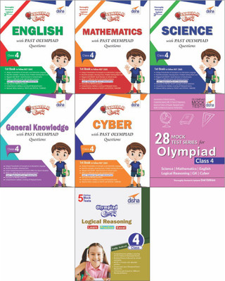 Olympiad Champs Science, Mathematics, English, Logical Reasoning, Cyber & GK Class 4 with 28 Mock Tests (set of 7 books)(English, Paperback, Disha Experts)