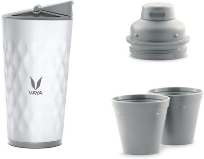 

Vaya Drynk White Vacuum Insulated water bottle with Sipper Lid and Gulper Lid - 350 ml Sipper(Pack of 1, White)