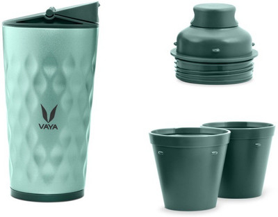 Vaya Drynk Green Vacuum Insulated water bottle with Sipper Lid and Gulper Lid - 350 ml Sipper(Pack of 1, Green)