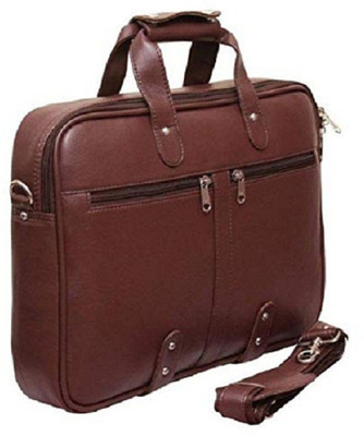 

RR Trading P.U.Leather Adjustable Strap and 7 CompartmentsÂ Large Briefcase - For Men(Brown)