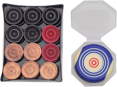 

QUINERGYS ™ Heavy Duty Walnut Wood Tournament Quality Carrom Coins Set Carrom Pawns(Pack of 24)