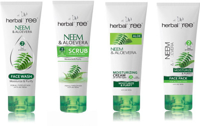 

HERBAL TREE NEEM & ALOEVERA ANTI BACTERIAL FACE WASH & SCRUB & CREAM & FACE PACK(Set of 4)