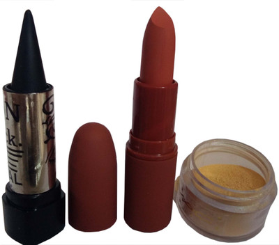 

Menow 1Lipstick, 1Kajal, 1EyeShimmer Set of 3G(Set of 1)