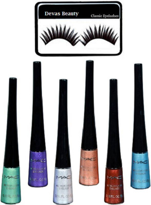 

divas beauty Eyelashes with Liquid Glitter Eyeliner 6 colors(Set of 7)
