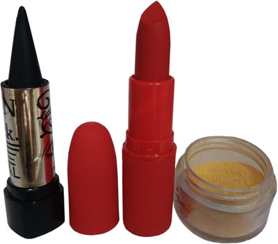 

Menow 1Lipstick, 1Kajal, 1EyeShimmer Set of 3B(Set of 1)