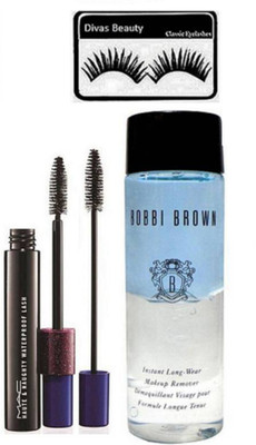 

divas beauty Eyelashes With Bobbi Brown Makeup Remover With Mac HAUTE & NAUGHTY Mascara(Set of 3)