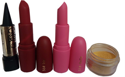 

Menow 2Lipstick, 1Kajal, 1Eyeshimmer Set of 4A(Set of 1)