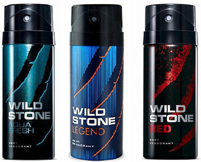 

Wild Stone Aqua Fresh,Legend,Red Deodorant Spray - For Men(450 ml, Pack of 3)