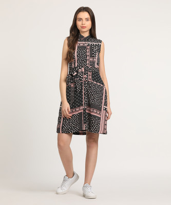 Tokyo Talkies Women Shirt Black Knee Length Dress