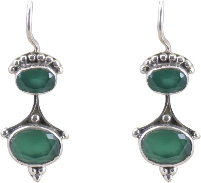 Silverwala 925-92.5 Sterling Silver Emerald Stone Fashion Dangle & Drop Earring for Women and Girls Emerald Silver Drops & Danglers