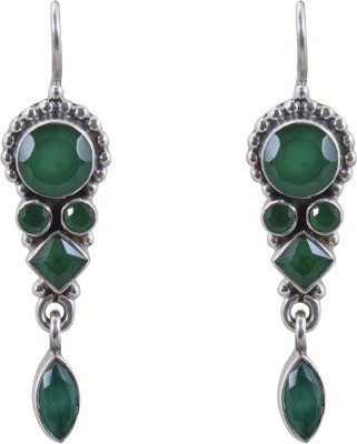 Silverwala Â 925-92.5 Sterling Silver Emerald Stone Fashion Dangle & Drop Earring for Women and Girls Emerald Silver Drops & Danglers
