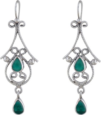 Silverwala 925-92.5 Sterling Silver Emerald Stone Fashion Dangle & Drop Earring for Women and GirlsÂ  Emerald Silver Drops & Danglers