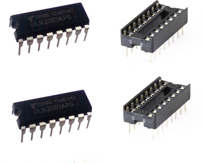 

e4u ULN2003A 7 Channel High Voltage High Current Driver IC + IC Base Electronic Components Electronic Hobby Kit