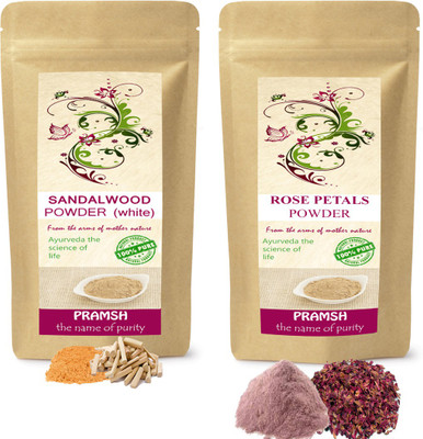 

PRAMSH Premium Quality White Sandalwood 400gm & Rose Petals 300gm Powder Combo(700 g)