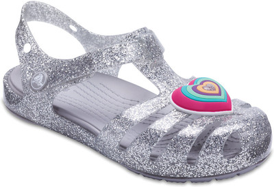 

Crocs Girls Velcro Strappy Sandals(Silver, Black